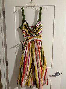 Vintage Monsoon Multicolor Striped Wrap Sundress